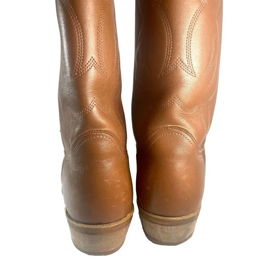 Vintage Sheplers Light Brown/Tan Leather Western Cowboy Boots Mens Size 8.5 D - Picture 5 of 11